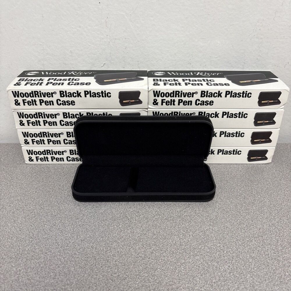 Lot‎ Of 8 WOODRIVER Black Plastic & Felt Pen Cases, NIB